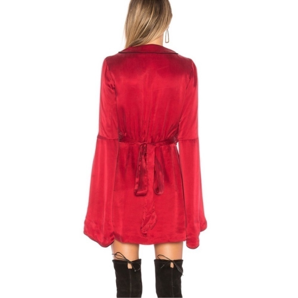 House of Harlow 1960 x REVOLVE Amos Red Wrap Mini Long Sleeve Dress Sz XSmall - Picture 2 of 9